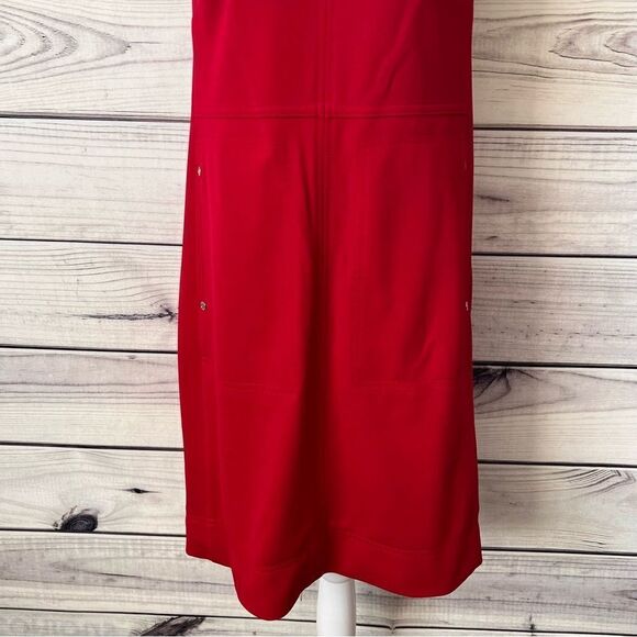Tommy Hilfiger Red Twill Sleeveless Side Pocket Shift Dress - Picture 5 of 13